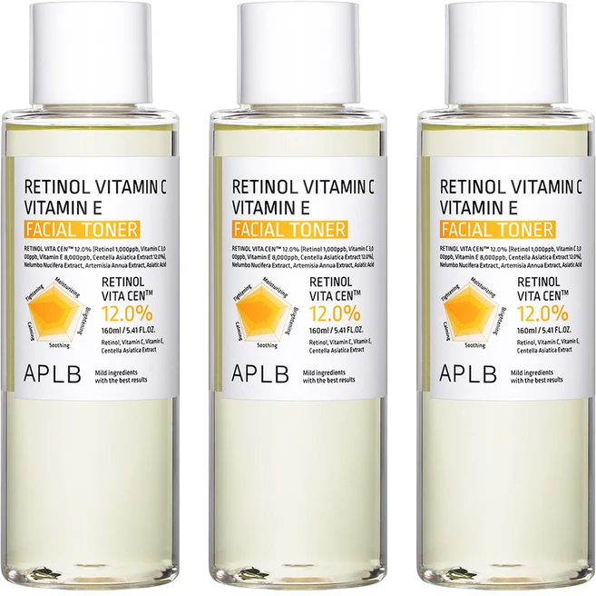 APLB 레티놀 비타민C 비타민E 페이셜 토너, 3개, 160ml - 쿠팡