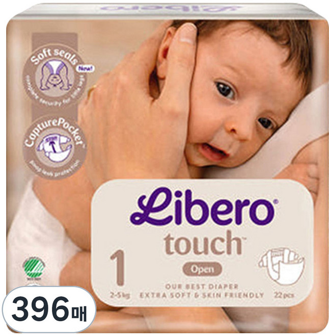 리베로 터치 밴드형 기저귀 남녀공용, 1단계, 396매