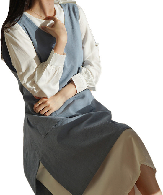 한스데이 미니 트임 린넨 앞치마, 하늘, 1개