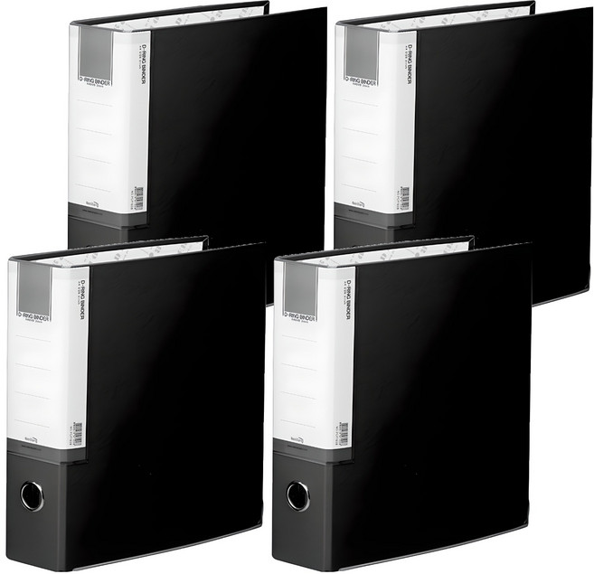 희망사무포인트 3공 D링 합지 바인더 7cm, 흑색, 4개