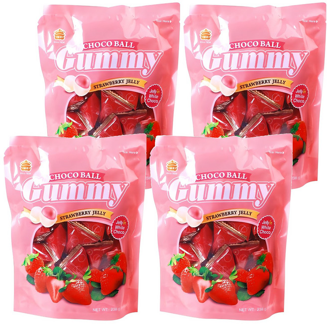 이메이 구미초코볼 스트로베리맛, 238g, 4개