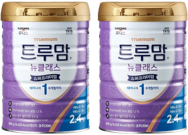 트루맘 뉴클래스 슈퍼프리미엄 분유 1단계, 800g, 2개
