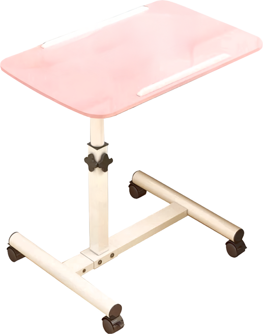 升級款 多功能可旋轉升降床邊桌, 粉紅色
