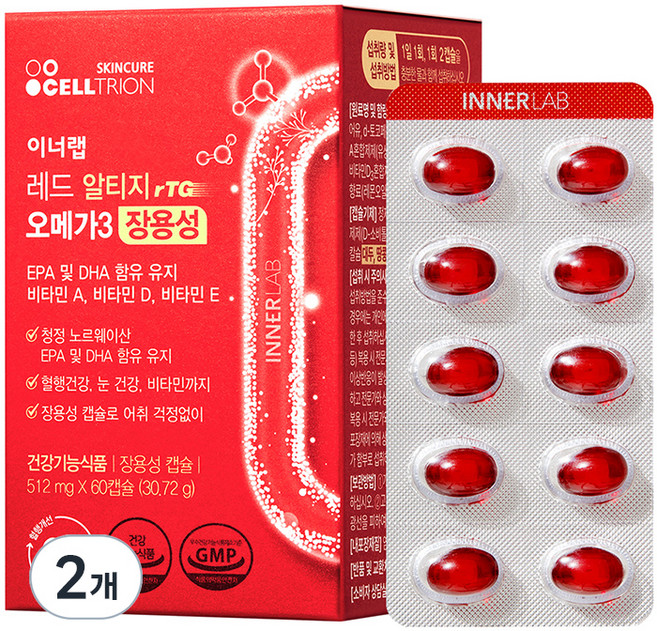 이너랩 레드 알티지 오메가3 장용성, 60정, 2개