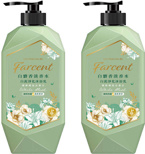 farcent 花仙子 白泥淨化沐浴乳 白麝香, 1kg, 2瓶