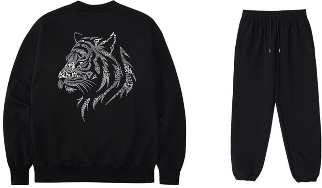 원헌드레드퍼센트 한글날 기념 애국가 오버핏 헤비 맨투맨 + 조거 팬츠 세트