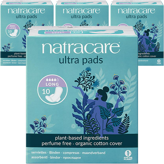 나트라케어 울트라 패드 윙 생리대 날개형, 대형, 10개입, 4개