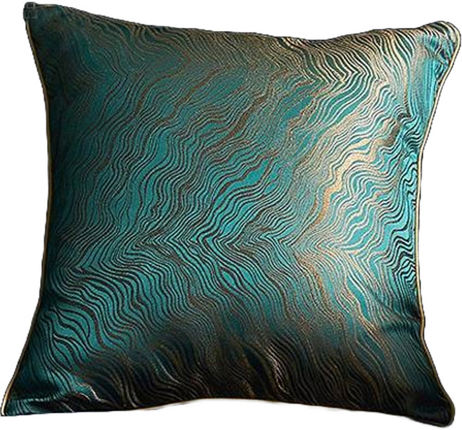 KUIBAO 快豹生活 歐式流金輕奢度金絲抱枕皮 無枕芯 單面金絲, 湖水綠