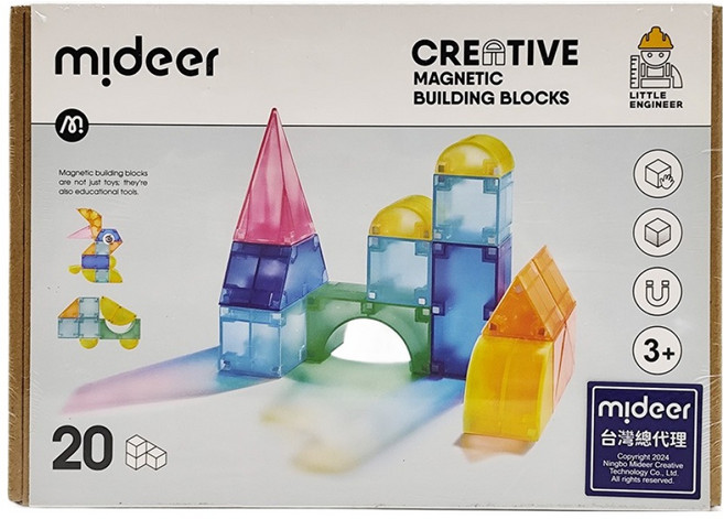 mideer 多彩透光磁力積木 20PCS, 多色, 1盒