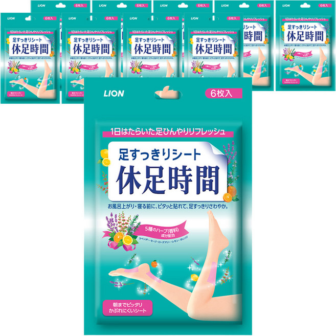 LION 獅王 休足時間 涼感貼片, 6入, 10個