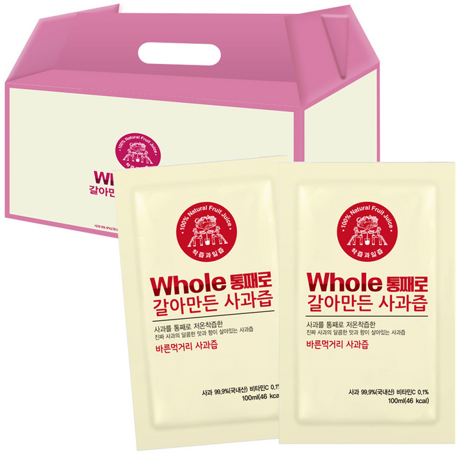 통째로 갈아만든 사과즙 일반파우치, 100ml, 50개