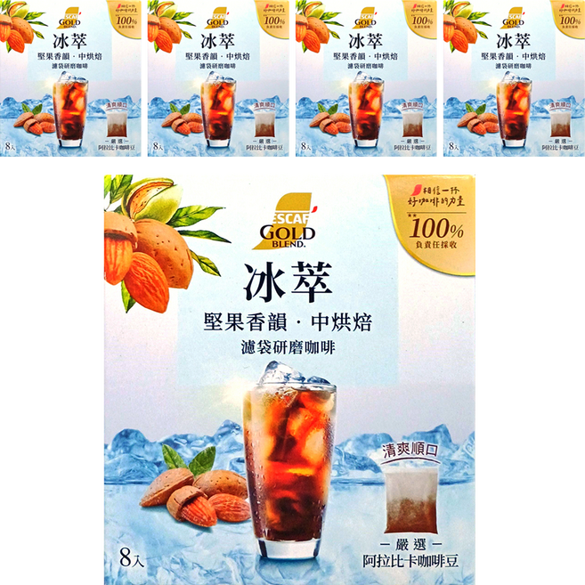 NESCAFE 雀巢咖啡 冰萃濾袋研磨咖啡, 10g, 8包, 5盒