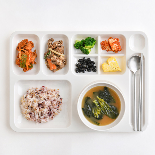 로흐야 로야 단체급식 멜라민 6구 714 식판, 크림, 1개