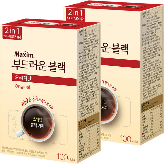 맥심 오리지날 부드러운 블랙 커피믹스, 2.7g, 100개입, 2개