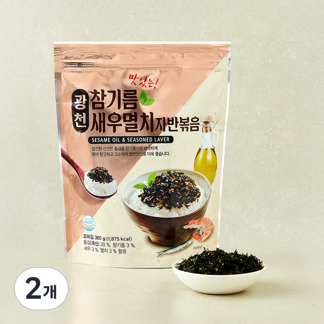 광천 맛있는 참기름 새우멸치 자반볶음, 2개, 300g