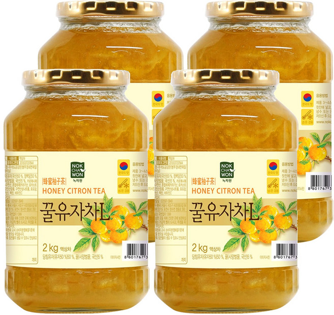녹차원 차다움 꿀유자차, 4개, 2kg, 1개입
