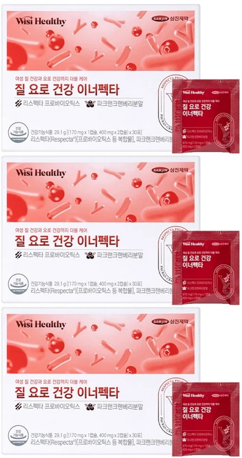 위시헬씨 질 요로 건강 이너펙타 유산균, 30회분, 3개 - 쿠팡