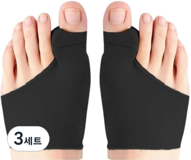 엘로템즈 밴드형 엄지발가락 분리 고정 보호대 블랙, 3세트