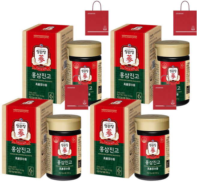 정관장 정품 홍삼진고+쇼핑백, 250g, 4개