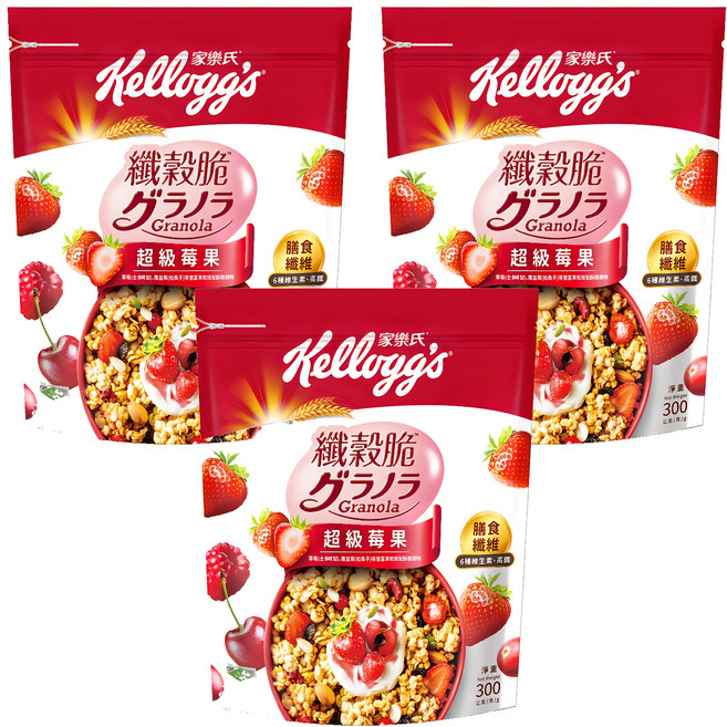 Kellogg's 家樂氏 纖穀脆 超級莓果, 300g, 3包