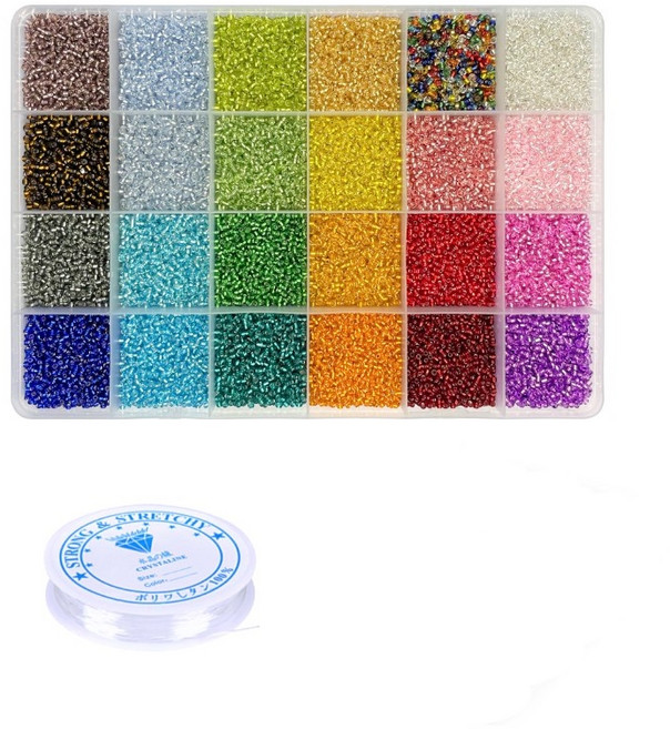 리니팜 24칸 시드비즈 2mm 세트, 투명 실버, 1세트