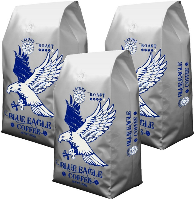 LAYONS COFFEE 雷恩獅咖啡 BLUE EAGLE 咖啡豆, 1kg, 3包, Whole Bean