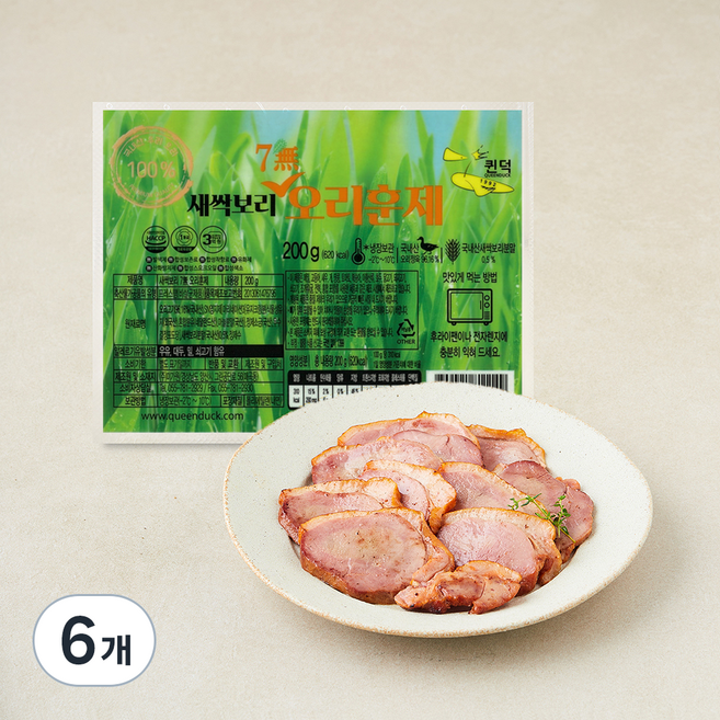 퀸덕 새싹보리 7무 오리훈제, 6개, 200g