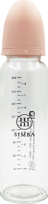 Simba 小獅王辛巴 蘊蜜質金玻璃標準防脹氣奶瓶 新生專用, 栗粉, 1個, 240ml