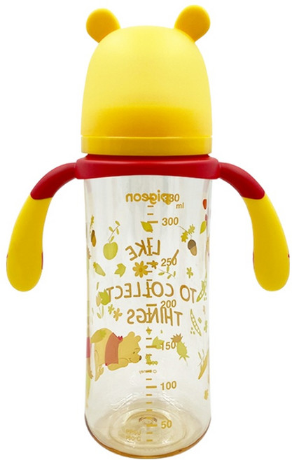 pigeon 貝親 迪士尼母乳實感PPSU奶瓶 9個月以上, 維尼寶盒 黃色, 330ml, 1個