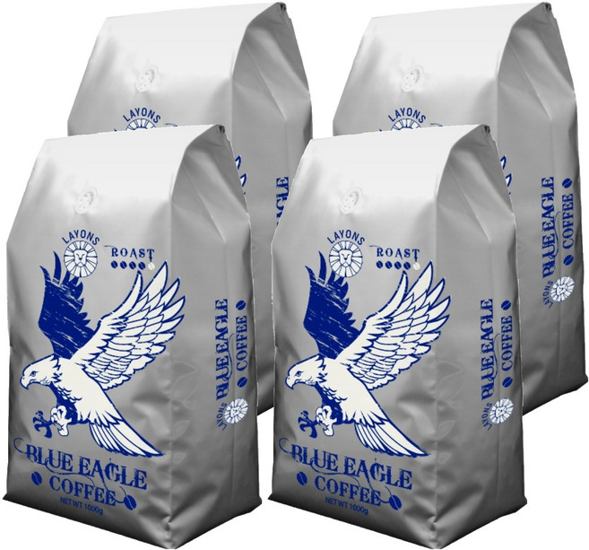 LAYONS COFFEE 雷恩獅咖啡 BLUE EAGLE 咖啡豆, 1kg, 4包, Whole Bean