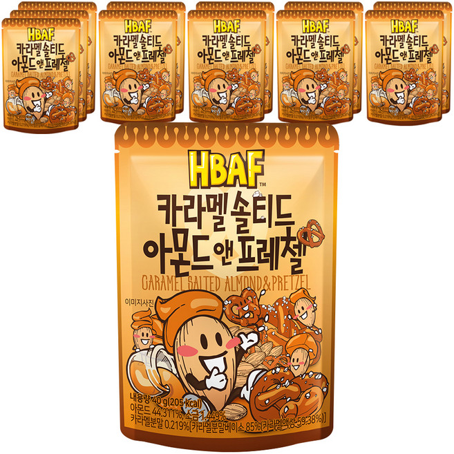 바프 카라멜 솔티드 아몬드 앤 프레첼, 40g, 12개