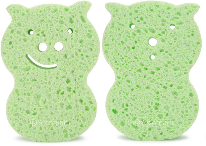예꼬맘 순식물성 목욕스펀지, 그린, 2개