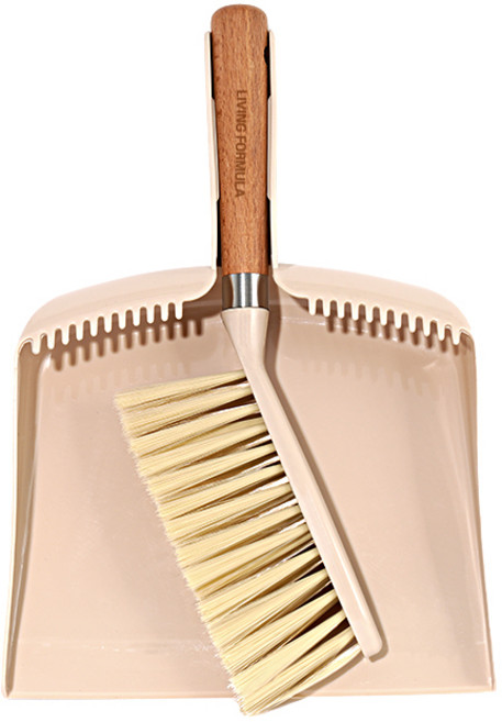 생활공식 다용도 우드 핸디 빗자루 세트, 1세트, 원목 + 베이지