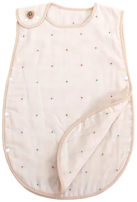 JoyNa 日式6層紗背心式防踢被, 米色彩線星星