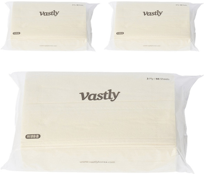 바스틀리 페이셜티슈 리필 3겹, 66개입, 3개