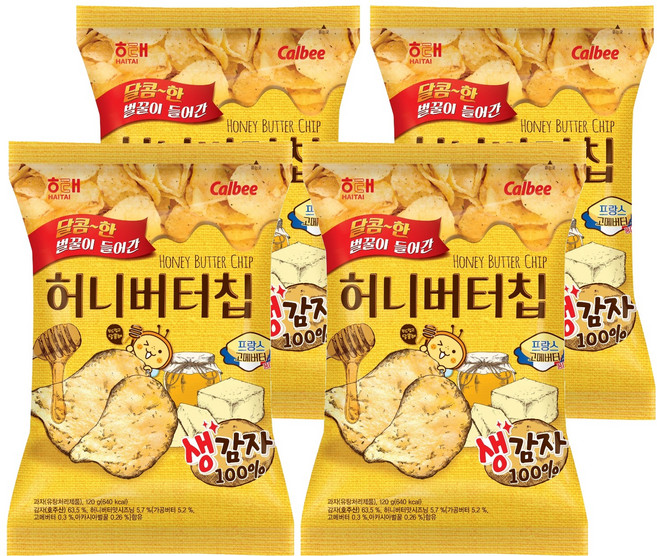 해태 허니버터칩, 120g, 4개