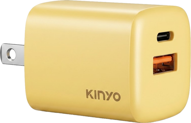 KINYO 氮化鎵充電器 35W 3.35 x 3.35 x 5.4cm, 米色, 1個