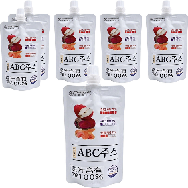 YEONDOOFARM 兒童ABC綜合蔬果汁, 100ml, 6包