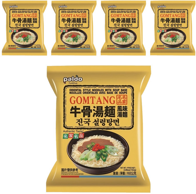paldo 八道 牛骨湯麵 102g, 5包
