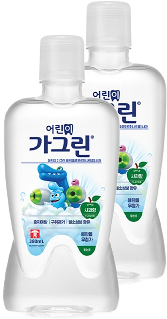 가그린 어린이용 구강세정제 딸기향 랜덤발송, 380ml, 2개 - 쿠팡