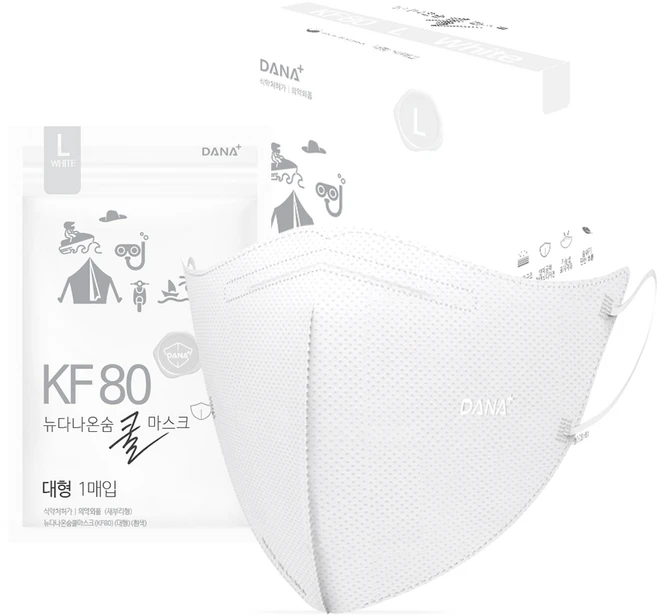 뉴다나온숨 새부리형 쿨마스크 대형 KF80, 50개입, 1개, 흰색 - 쿠팡