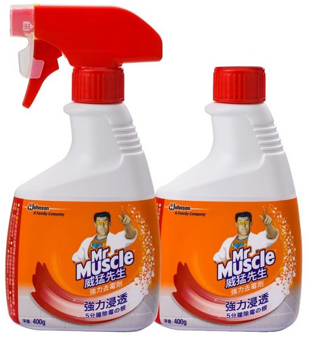 Mr Muscle 威猛先生 強力去霉劑 噴槍瓶 + 補充瓶 有效除霉殺菌99.9% 長效防霉30天 日本製造, 800g, 1組
