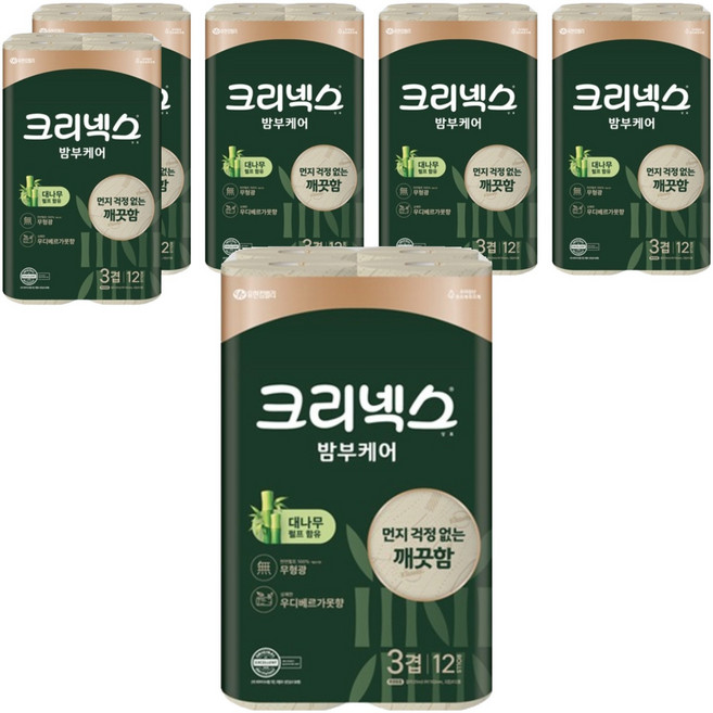 크리넥스 3겹 밤부케어 화장지, 25m, 12개입, 6개