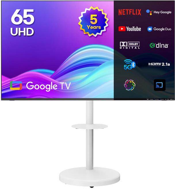 이노스 4K UHD LED 제로 에디션 TV + 대형 무빙 티비 스탠드 FS-30 화이트 세트, 164cm(65인치), G65 ZERO EDITION, 이동형 스탠드, 방문설치
