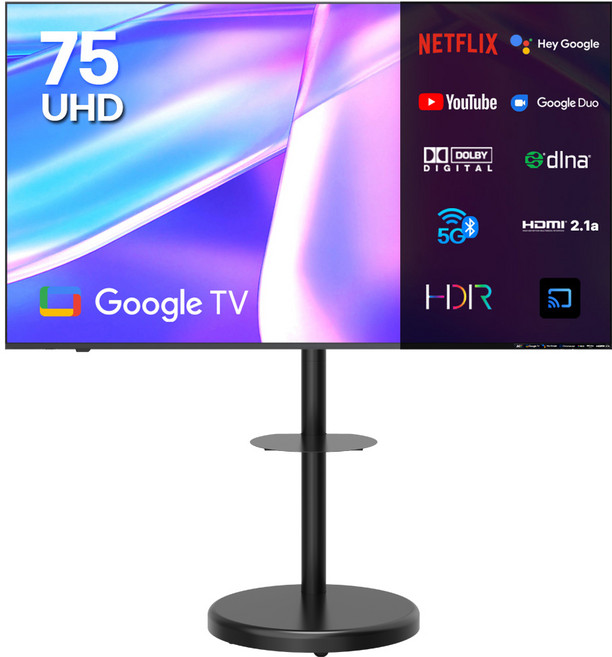 이노스 4K UHD LED 구글 TV + 대형 삼탠바이미 티비 스탠드 삼텐바이미 TV 거치대 FS-30 블랙 세트, 189cm(75인치), S7501KU, 거치대형, 방문설치