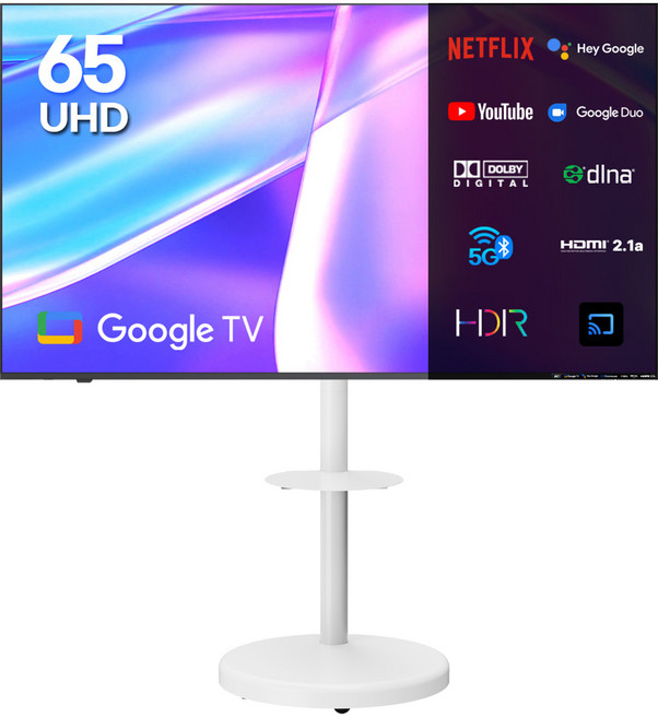 이노스 4K UHD LED TV + 대형 무빙 티비 스탠드 FS-30 화이트 세트, 164cm(65인치), S6501KU, 스탠드형, 방문설치