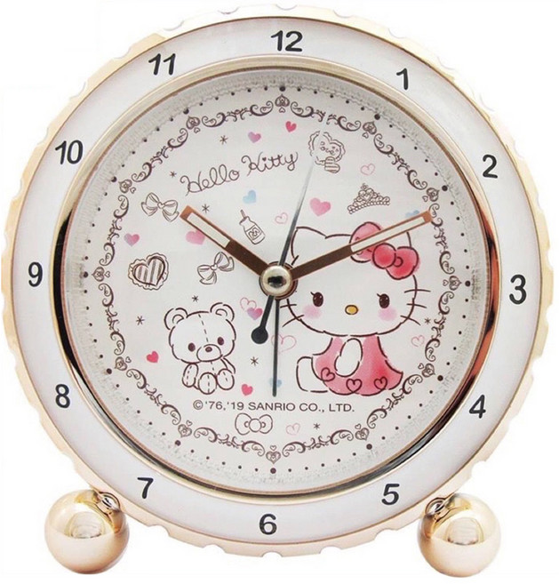 Sanrio 三麗鷗 Hello Kitty 浪漫潔白小熊貪睡鬧鐘 JM-E536KT, 金色