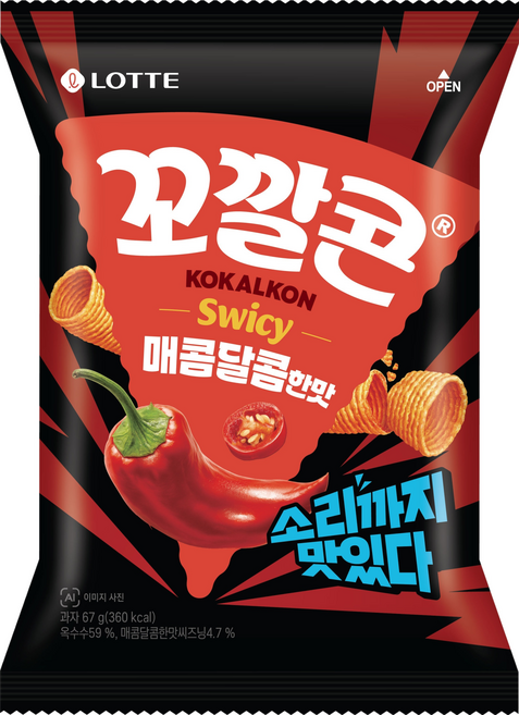 꼬깔콘 매콤달콤한맛, 67g, 1개