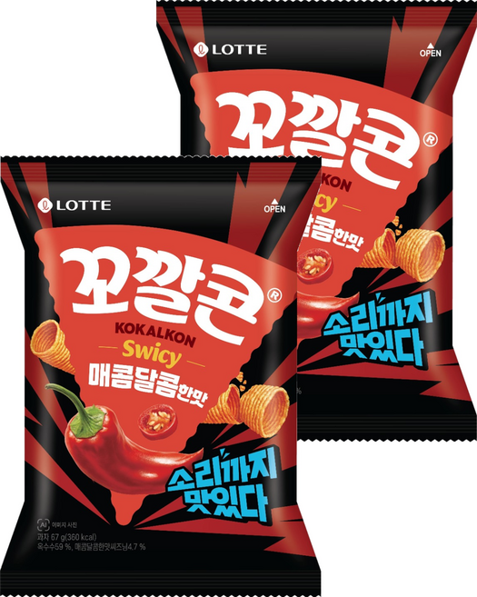 꼬깔콘 매콤달콤한맛, 67g, 2개