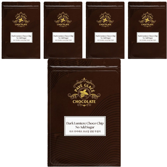 PAVE GLACE 無糖添加黑巧克力豆, 400g, 5個